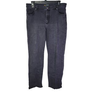 LEE Womens Size 12 Black Solid Relaxed Fit Straight Leg Jeans